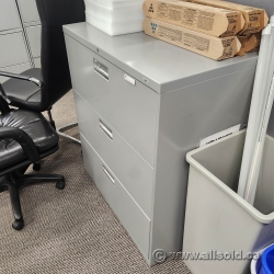 Hon Grey 3 Drawer Lateral File Cabinet, Locking